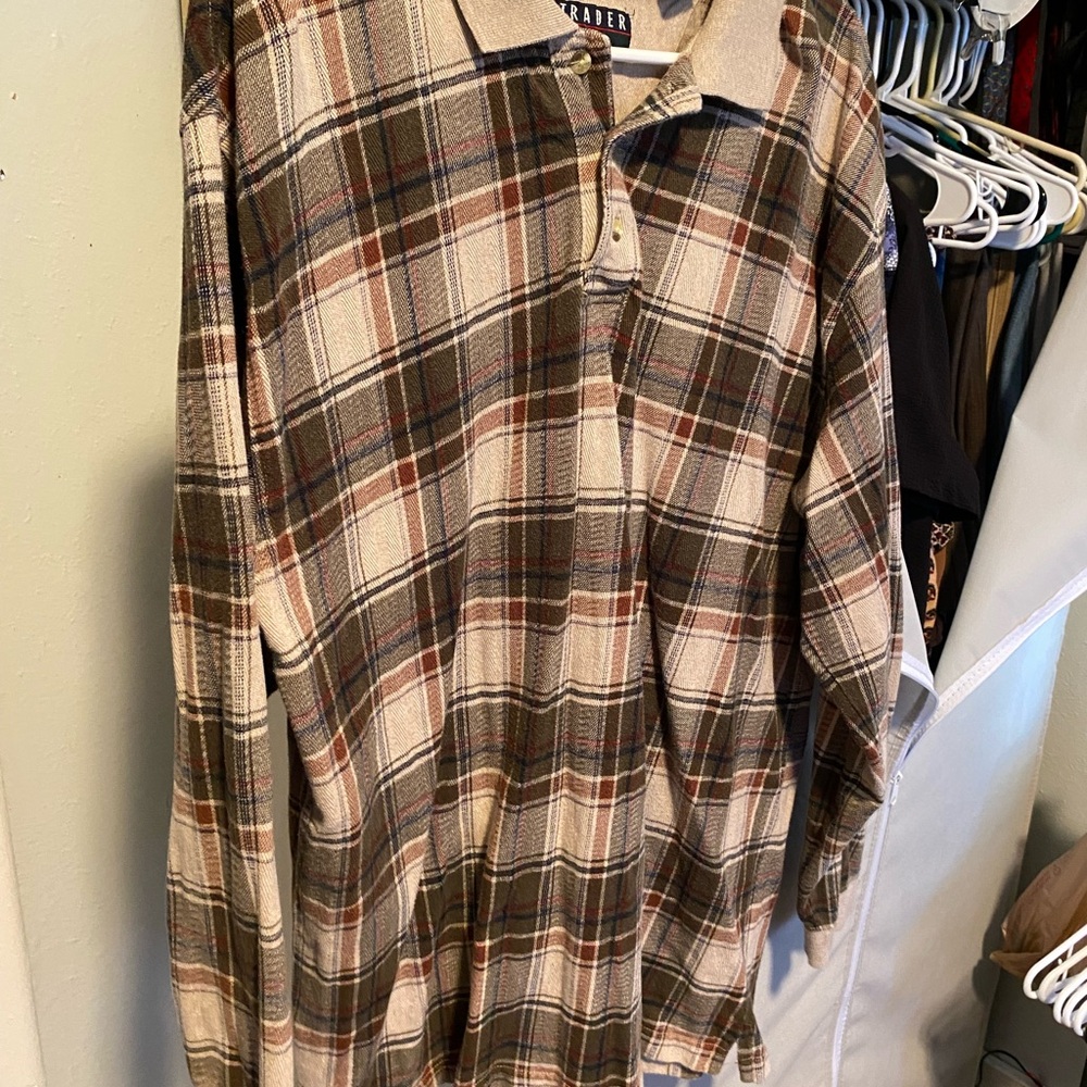Trader Bay Brown and Cream Casual Button Down Shirt
